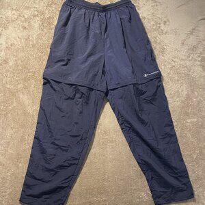 Champion Pants Mens XL Convertible Windbreaker Shorts Navy Blue Track Athletic